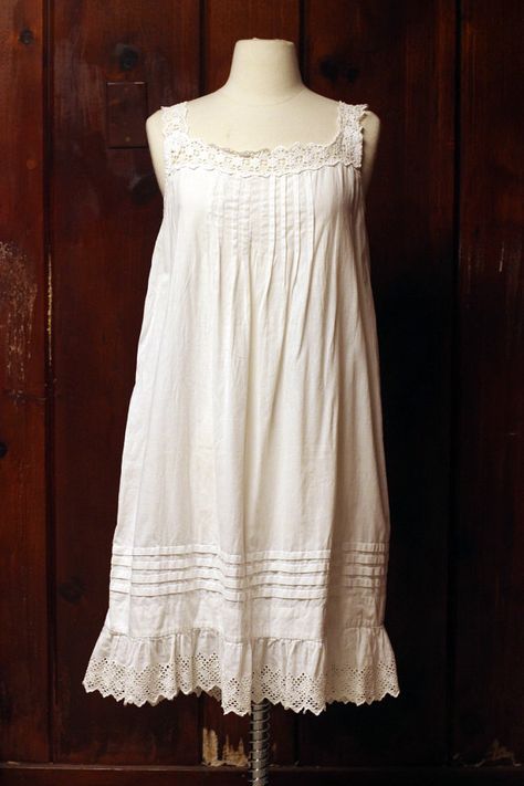 Edwardian slip or nightgown, circa 1910 Edwardian Slip Dress, Vintage Nightgown Cotton, Long Nightgown Cotton, White Cotton Slip Dress, Vintage Cotton Nightgown, 1500s Nightgown, Vintage White Nightgown, 1910 Nightgown, 1890s Nightgown