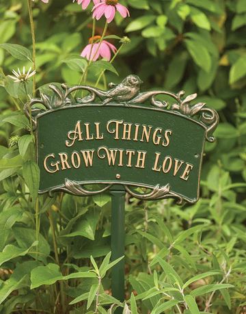 Garden Accents – Charleston Gardens All Things Grow With Love, Plaque Ideas, Landscape Ideas Front Yard Curb Appeal, Garden Plant Markers, Cottage Style Furniture, Charleston Gardens, Elevated Gardening, Flower Growing, Garden Plaques