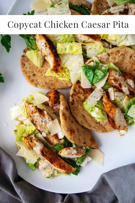 Looking for an easy chicken recipe? These Chicken Caesar Pitas are amazing! #chickenrecipes #chickenbreastrecipes #chickenrecipeseasy #chickenrecipeshealthy #chickenrecipesfordinner #chickencaesar Chicken Caesar Pita, Sandwich Recipes For Dinner, Chicken Pita Recipes, Week Night Recipes, Beef Recipe Ideas, Dinner Recipes Meal Prep, 30 Minute Dinner Recipes, Pita Recipe, Favorite Chicken Recipes