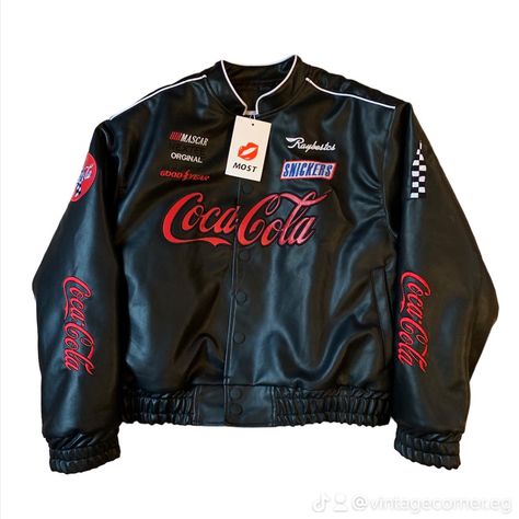 Vintage cocacola women’s leather jacket Vintage Jackets Retro, F1 Jacket, Vintage Racing Jacket, Graphic Jackets, Sick Clothes, Racing Jackets, Pop Pop Shirts, Aesthetic Grunge Outfit, Concept Clothing