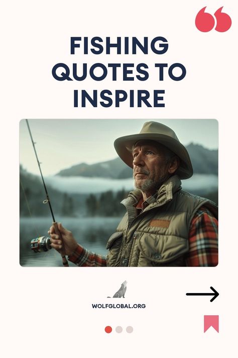 An older man in a hat holding a fishing rod against a mountain lake backdrop.
Graphic with inspirational fishing quotes and a "Get 100+ More" button, by wolfglobal.org.
A smiling woman seated with a laptop, surrounded by social media engagement icons and promotional text. Quotes About Fishing, Funny Fishing Quotes, Women Fishing Quotes, Fishing Quotes, Important Things In Life, Fishing Women, Quotes To Inspire, Going Fishing, Fishing Humor