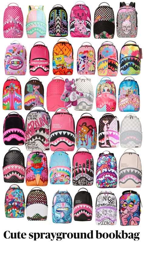 Sprayground Cute Sprayground Backpack, Sprayground Backpack Aesthetic, Backpacks Sprayground, Baddie Backpacks, Spray Ground Backpack, Sprayground Bag, Black Ugg Tasman, Sprayground Backpack, Pretty Backpacks