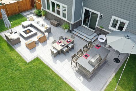 Cape Cod Backyard Patio, Rectangle Concrete Patio, Simple Patio Design, Tile Patio, Paver Patios, Small Patio Design, Outdoor Tile, Patio Remodel, Patio Plans