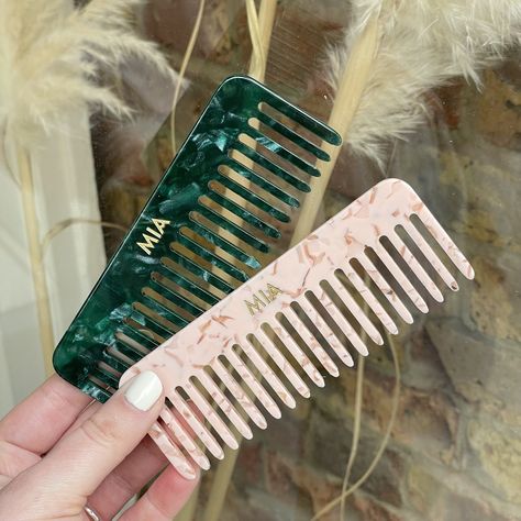 MIA wide tooth styling combs in pink and teal Wide Tooth Comb Aesthetic, Comb Aesthetic, Hair Collage, Hairstyle Tools, Clip Aesthetic, Hair Comb Accessories, Tousled Waves, Random Items, Styling Comb