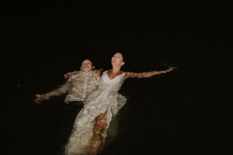 Lake Forest Wedding, Winter Lake Wedding, Wedding Photos In Water, In Lake Photoshoot, Swim Wedding, Tomato Wedding, Backyard Lake Wedding, Swimming Wedding, Water Wedding Photos