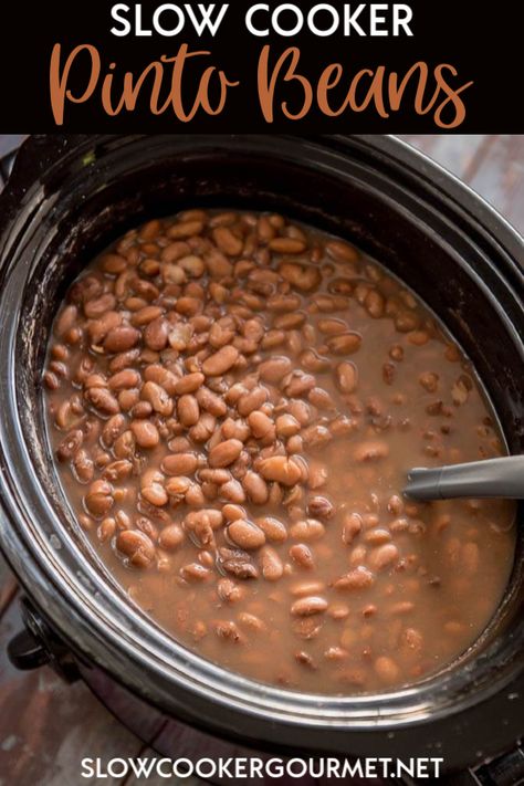 Slow Cooker Pinto Beans, Crockpot Beans, Beans Recipe Crockpot, Pinto Beans Recipe, Beans In Crockpot, Slow Cooker Beans, Pinto Bean Recipes, Homemade Beans, Pinto Bean