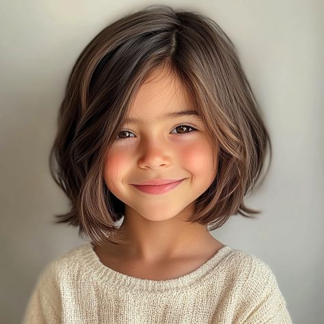 Shoulder Length Haircut Girls Kids, Hair Style For Girls 10 Years Old, Girls Chin Length Haircut Kids, Toddler Shoulder Length Haircut, Short Haircut For Kids Girl, Kids Layered Haircut Medium, Bob Haircut For Girls Kids, Haircuts For 5 Year Girl, Kids Short Haircuts Girl Hair