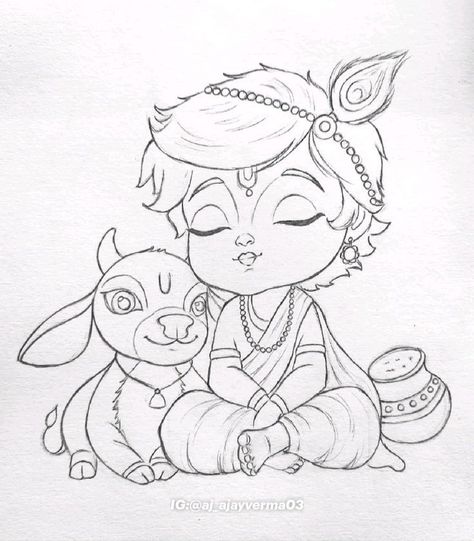 Cute Little Krishna Drawing, Little Krishna Drawing, Butterfly Art Drawing, Krishna Drawing, Color Drawing Art, Easy Love Drawings, Anime Drawing Books, Little Krishna, Meaningful Drawings