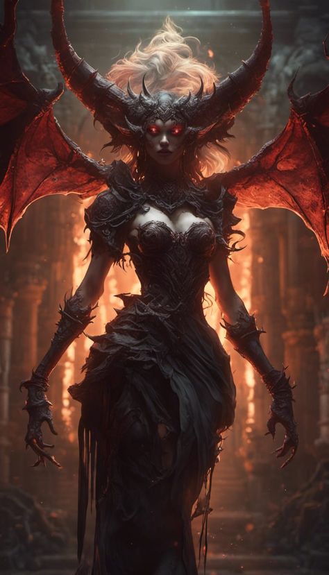 Women Demon, Beautiful Demon, Demonic Woman, Demoness Succubus, Female Demon Art, Demon Queen, Demon Woman, Demonic Woman Art, Demon Queen Art