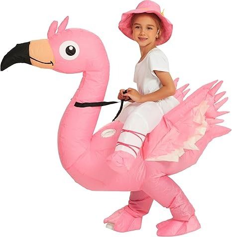 Amazon.com: One Casa Inflatable Flamingo Costume Riding On Flamingo Air Blow up Funny Fancy Dress Party Halloween Costume for Kids (4-6Yrs) : Clothing, Shoes & Jewelry Flamingo Suit, Funny Fancy Dress, Inflatable Dinosaur Costume, Halloween Costume For Kids, Flamingo Costume, Great Costume Ideas, Star Costume, Flamingo Dress