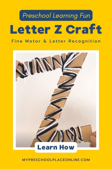 Introducing an engaging and easy letter Z craft for preschoolers: Z is for Zebra Yarn Wrapping Craft! Perfect for 3-5-year-olds, this activity helps little ones learn the letter Z in a fun and tactile way- hello fine motor skills! Gather some yarn and follow our simple tutorial to get started on this hands-on learning experience for your preschooler. Z Letter Activities For Preschool, Z Letter Craft Preschool, Letter Z Sensory Bin, Preschool Letter Z Activities, Letter Z Art Preschool, Letter Z Craft, Z For Zebra Preschool, Letter Z Crafts, Yarn Wrapping