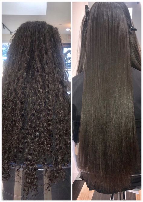 Relaxer Before And After, Curly Hair Straightened, Straightening Curly Hair, Natural Hair Blowout, Hair Blowout, Straightening Iron, Naturally Curly Hair, Hair Straightening Iron, Cosmetology School