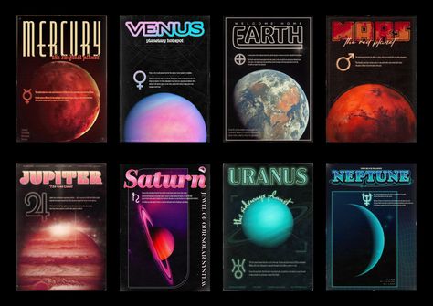 Planets Poster, Planet Poster, Cyberpunk Design, Venus And Mars, Work Images, Planet Fitness, Typeface Font, Commercial Fonts, Design Career