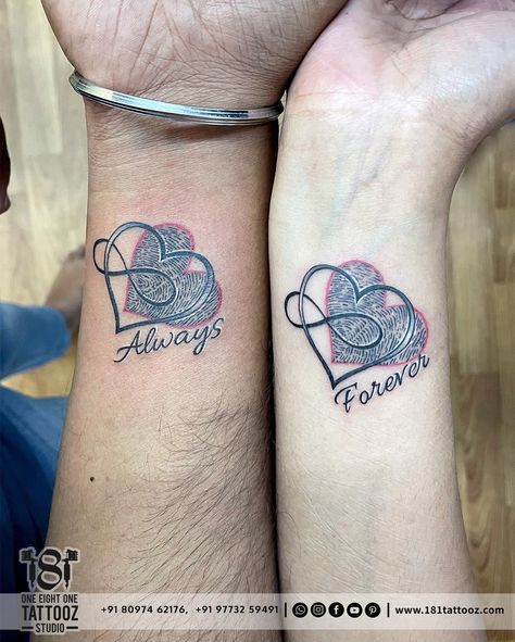 85 Fingerprint Tattoo- Preserving Memories and Identity - Psycho Tats Fingerprint Tattoos For Couples, Couple Tattoos Thumb Print, Thumbprint Couple Tattoo, Thumbprint Tattoos Couples, Couples Thumbprint Heart Tattoo, Cool Couple Tattoos Unique, Husband And Wife Tattoo Ideas, Forever And Always Tattoos For Couples, Tattoo Ideas For Couples Husband Wife