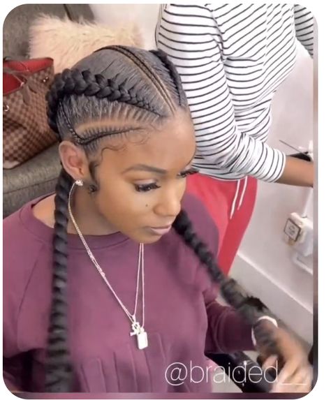 2-4 Feed In Braids, 5 Feed In Braid Styles Straight Back, 5 Feed In Braid Styles, Neat Box Braids, 2 Feedin Braids, Four Braids Cornrow, Hair Braiding Styles, Feed Ins, Cornrows Braids For Black Women