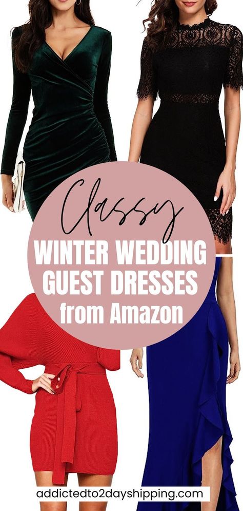 Get ready for winter wedding season with Classy Dresses from Amazon! From formal to semi-formal occasions, find the perfect trendy winter wedding guest outfit inspiration for 2023 and 2024. Elevate your style effortlessly. Winter Semi Formal Dresses, Classy Winter Wedding, Semi Formal Dresses For Wedding, Outdoor Wedding Guest Dresses, Winter Wedding Guest Outfit, Semi Formal Outfits For Women, Winter Cocktail Dress, Winter Wedding Guest Dresses, Winter Wedding Attire