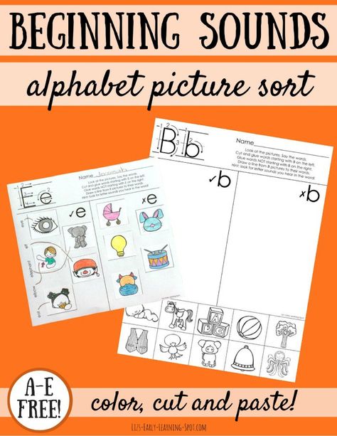 Practice beginning sounds with this free alphabet picture sort! Just print, then cut and paste. Alphabet Beginning Sounds, Ending Sounds, Letter Sort, Sound Picture, Alphabet Sounds, Alphabet Recognition, Alphabet Pictures, Initial Sounds, Preschool Literacy