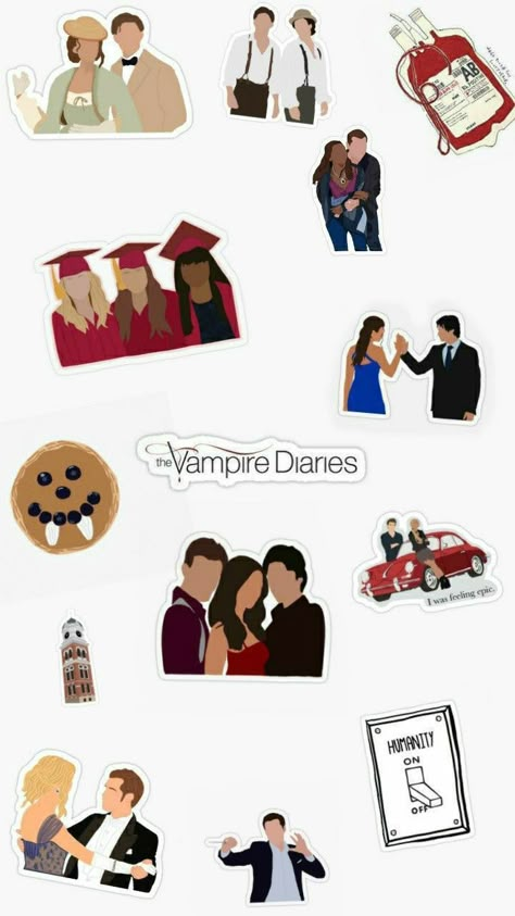 Tvd Aesthetic Stickers, Vampire Diaries Sketches, Tvd Scrapbook, Vampire Diaries Stickers, Macbook Cover Stickers, Tvd Stickers, Classroom Expectations Poster, One Direction Collage, Vampire Diaries Poster