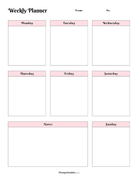 Aesthetic Blank Weekly planner 33 Weekly Planner Aesthetic, Free Printable Weekly Calendar, Blank Weekly Planner, Horizontal Weekly Planner, Weekly Planner Free Printable, Weekly Calendar Planner, Weekly Planner Template, Weekly Calendar, Yearly Calendar