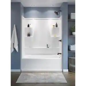 Bathroom Surround Ideas Bathtubs, Bathtub Inserts Tub Surround, Small Bath Tub Shower Combo, One Piece Tub Shower Combo, Fiberglass Tub Shower Combo, Shower Tub Insert, Tub Surround Ideas Cheap, Bathtub Shower Combo Remodel, Shower Surround Ideas