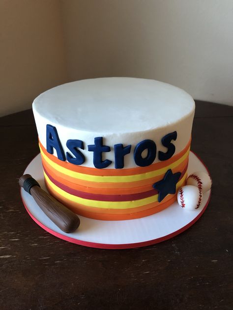 Astros Theme Cake, Astros Baseball Cake, Astros Birthday Party Ideas, Astros Grooms Cake, Astros Birthday Party, Houston Astros Birthday Party, Astros Cake, Grooms Ideas, Baseball Birthday Cakes