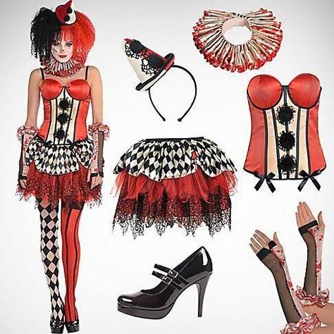 Jester Halloween, Harley Costume, Circus Halloween Costumes, Scary Clown Costume, Clown Costume Women, Clown Clothes, Circus Costume, Scary Halloween Costumes, Halloween Costume Shop