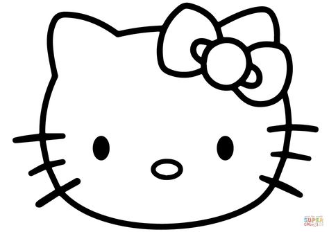 Kitty Silhouette, Face Coloring, Super Coloring Pages, Hello Kitty Face, Hello Kitty Colouring Pages, Hello Kitty Printables, Cute Vector, Cat Coloring Book, Kitty Coloring