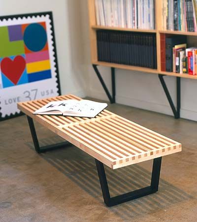 Designed as a luggage rack, use the Nelson Platform Bench as a coffee table, extra seating and more. Luggage Bench, George Nelson Bench, Guesthouse Ideas, Nelson Platform Bench, Ikea Coffee, Nelson Bench, Platform Bench, Slat Bench, Ikea Coffee Table