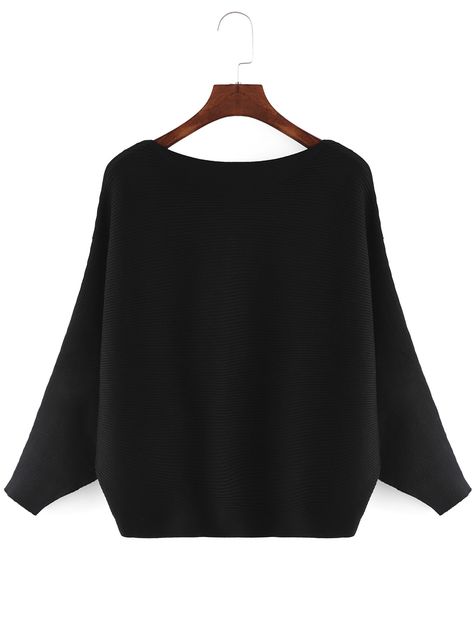 Black Boat Neck Batwing Sleeve Crop Knitwear Batwing Knitwear, Black Boat, Dolman Sleeve Sweater, Led Dress, Fashion Buyer, Indie Design, Batwing Sleeve, Bat Wings, Dolman Sleeve