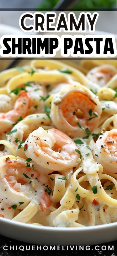 Craving a quick and delicious dinner? Learn how to make the best creamy shrimp pasta in under 30 minutes! This easy recipe combines succulent shrimp, rich Parmesan cream sauce, and your favorite pasta for a mouthwatering meal. Perfect for busy weeknights or a special dinner, this dish is full of flavor and super simple to prepare. How To Cook Shrimp For Pasta, Creamy Shrimp And Mushroom Pasta Recipes, Shrimp Scampi Noodles, Shrimp Recipes Italian, Shrimp And Perogies, Easy Creamy Shrimp Pasta, Noodles And Shrimp Recipes, Quick And Easy Shrimp Pasta Recipes, Creamy Garlic Shrimp Scampi