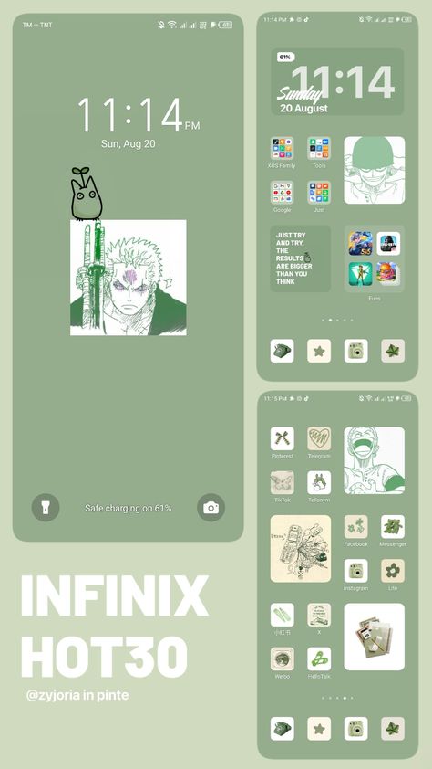 No launcher needed just two apps in Infinix hot 30 phone! Techno Phone, Infinix Phones, Aesthetic Android, Android Homescreen, Phone Ideas, Phone Layout, Aesthetic Green, Homescreen Layout, Facebook Messenger