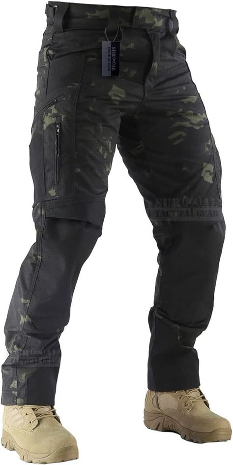 Amazon.com: Survival Tactical Gear Combat Pant Motorcycle Riding Pants Ripstop Military Camo Trousers for Camping Hiking (Grey(Pro), L) : Clothing, Shoes & Jewelry Black Tactical Gear, Gear Reference, Soldier Character, Motorcycle Riding Pants, Camo Trousers, Tactical Design, Camo Gear, Combat Clothes, Survival Clothing