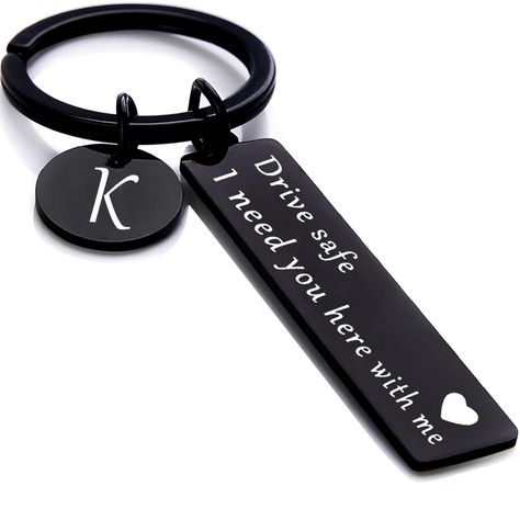 PRICES MAY VARY. 【Keychain For Boyfriend】- Drive safe keychain for boyfriend, keychain for Men, valentines day gifts for him, boyfriend christmas gifts,Surprise him with this cute and unique key chains 【Drive Safe Keychain】- Drive safe I need you here with me keychain, this cute black keychain is designed with 26 initials, It a great gifts idea for your trucker boyfriend, husband, or daddy for Valentine’s Day, Christmas, birthday, one year anniversary etc. 【Gifts For Boyfriend】- Boyfriend Gifts, Keychain For Boyfriend, Drive Safe Keychain, Letter Keychain, Here With Me, Gifts For Boyfriend, Valentines Day Gifts, Drive Safe, Boyfriend Birthday, I Need You