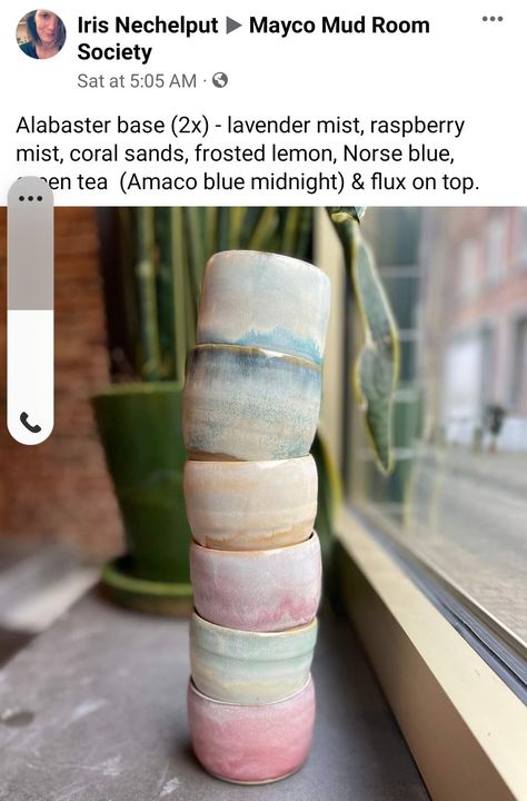 Pastel Glaze Ceramic, Mayco Alabaster Glaze, Cone 6 Glaze Combinations, Mayco Alabaster Glaze Combinations, Lavender Mist Glaze Combinations, Alabaster Glaze Combinations, Green Tea Glaze Combinations, Ceramic Glaze Recipes Cone6, Stoneware Glaze Combinations