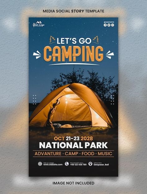 Camping Banner Design, Story Banner Design, Camping Flyer Design, Camping Poster Design, Camp Brochure, Camping Banner, Camp Poster, Camping Poster, Lets Go Camping