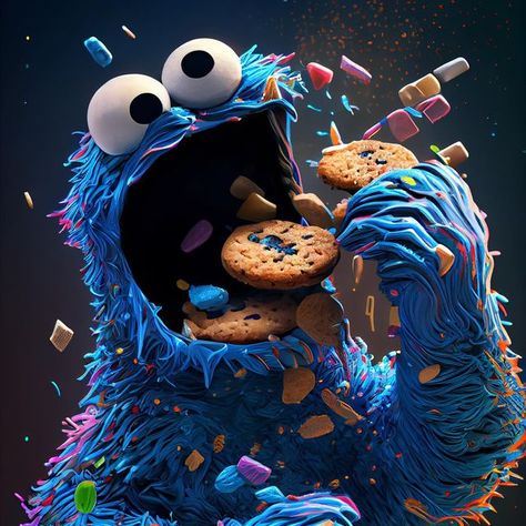 Stimograph on Instagram: "Cookie Monster ai . . . #CookieMonster #SesameStreet #CisforCookie #OmNomNom #MeWantCookie #CookieLove #Muppet #Puppet #KidsTV #ChildhoodMemories #Baking #Cookies #Dessert #Foodie #Yum #midjourney #midjourneycommunity #aiartcommunity #aiartists" Monster Pfp, Muppet Puppet, Pic Background, Cookie Monster Wallpaper, Monster Wallpaper, The Cookie Monster, Wallpaper Flowers, Wallpaper Dark, Birthday Stuff