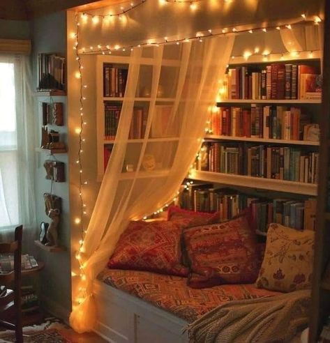 Book Worm Room Decor, Corner Aesthetic, Cozy Home Library, Reading Nook Ideas, Grey Poupon, Beautiful Library, Nook Ideas, Mouse House, Home Library Design