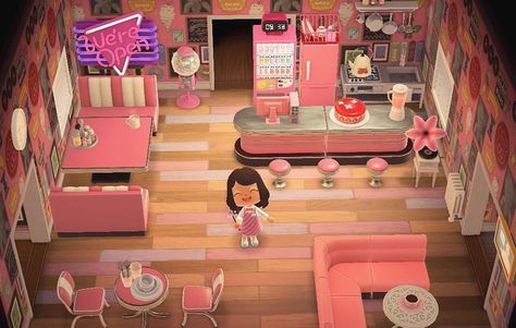 Animal Crossing New Horizons on Instagram: “Pink diner 💖 credit to sashaleekay on Reddit” Diner Wallpaper, Pink Diner, Animal Crossing Cafe, Pink Cafe, Animals Crossing, Ac New Leaf, Animal Crossing Memes, Animal Crossing Guide, Animal Crossing Characters