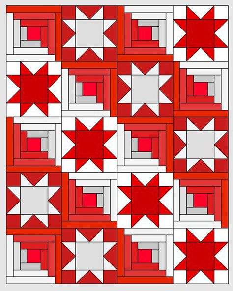 I love a red and white quilt, and I also love traditional blocks. When I was asked to create a pieced project that was red and white, I knew exactly what I needed to do. I have always loved the log cabin block and the saw tooth star block. Follow along to learn how to make this red and white log cabin and saw tooth star quilt. #quilt #quilting #sawtooth #logcabin #free #tutorial Ohio Star Log Cabin Quilt Pattern, Saw Tooth Quilt Block Patterns, Red And White Log Cabin Quilt, Sawtooth Star Quilt Patterns Free, Red Log Cabin Quilts, Red And Tan Quilts, Double Sawtooth Star Quilt Block Free Pattern, Star Log Cabin Quilt Pattern, Log Cabin Star Quilt Patterns Free