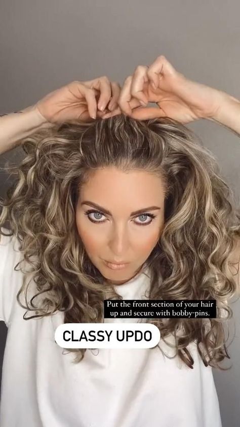 Curly Hair Dos, Curly Hair Up, Classy Updo, Curly Hair Updo, Easy Hair Updos, Curly Hair Styles Easy, Bun Hairstyle, Hairdos For Curly Hair, Hair Tutorials For Medium Hair