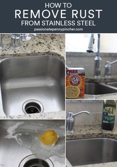 Clean A Stainless Steel Sink, Stainless Steel Sink Cleaner, Homemaking Ideas, Kitchen Sink Diy, Remove Rust Stains, Natural Cleaning Products Diy, Disposal Cleaner, Clean Kitchen Sink, Stainless Steel Fridge