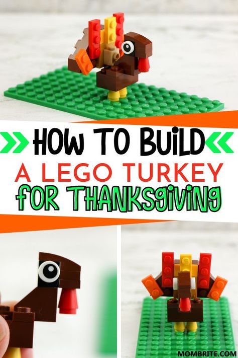 Thanksgiving Lego Challenge, Thanksgiving Lego Ideas, Lego Turkey, Lego Thanksgiving, Lego Challenge Cards, Lego Patterns, Lego Classroom, Lego Learning, Lego Ornaments