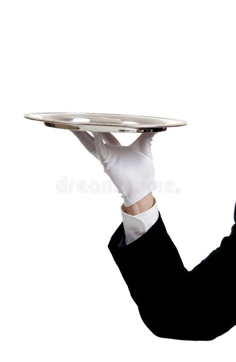 Waiter Serving Food Photography, Holding Tea Reference, Holding A Tray Reference Drawing, Hand Holding Tray Reference, Waiter Holding Tray, Waiter Pose, Fun References, Silver Serving Tray, Silver Serving Trays