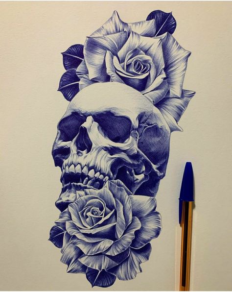 Tattoos California, Tato Maori, Skull Rose Tattoos, Skull Sketch, On Tattoo, Skull Sleeve Tattoos, Skull Sleeve, Skull Art Drawing, Chicano Art Tattoos