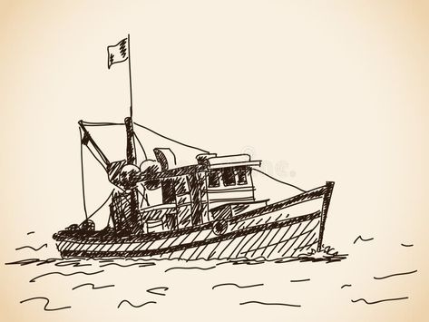 Fishing Boat Tattoo, Greece Drawing, Ocean Fishing Boats, Boat Sketch, Boat Tattoo, Flag Illustration, Boat Illustration, Ocean Tattoos, Fish Illustration