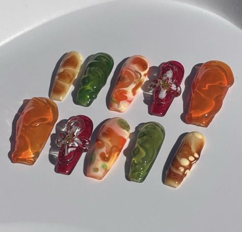 3D gel nails jelly nails flower nails blooming gel press on nails Jelly Nails 3d, Glitter Blooming Gel Nails, 3d Jelly Nails, Nail Jell, Gel Nails Jelly, Jelly Nails Designs, Nails Blooming Gel, Jelly Press On Nails, 3d Gel Nails