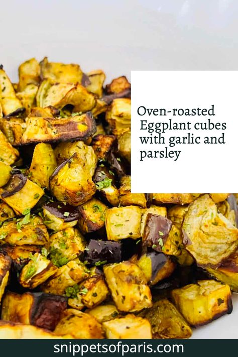 Enjoy these delicious oven-roasted eggplant cubes that make a wonderful side dish for any meal. Roasted Eggplant Oven, French Side Dishes, Oven Roasted Eggplant, Easy French Recipes, Eggplant Dishes, Sour Cream Recipes, Roasted Eggplant, French Recipes, Roast Eggplant