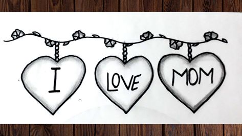 Easy Heart Drawing For MOM Lovers || Mother's Day Drawing || CREATION BY UROOJ Mather Day Draw, Mom Day Drawing, Things To Draw For Your Mom, Mom Drawing Easy, Mothers Day Drawings Easy, Drawings For Mom, Drawing For Mom, Mother's Day Sketch, Easy Heart Drawings