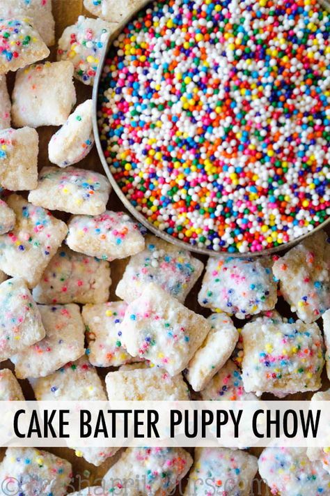 Cake Batter Puppy Chow, Puppy Chow Cookies, Chex Mix Recipes Original, Puppy Chow Chex Mix Recipe, Chex Mix Puppy Chow, Puppy Chow Recipes, Chex Mix Recipes, Snack Mix Recipes, Puppy Chow