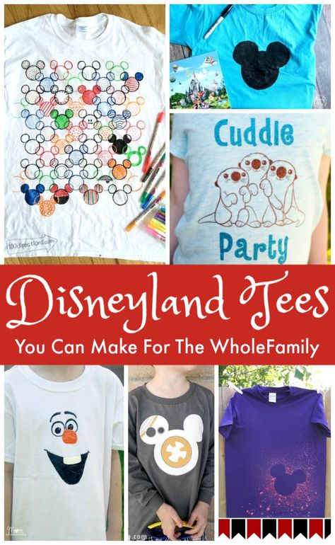 If you are heading on a family vacation to Disneyland, check out these fun coordinating tees for your family (or for yourself). A variety of projects utilizing markers, paint, or heat transfer vinyl with your Silhouette Cameo or Cricut. Many of the projects even offer free SVG files! Moana Shirts For Family, Cuddle Party, Disneyland Family Shirts, Fabric Pens, Disneyland Family, Disney Shirts For Men, Diy Disney Shirts, Princess Diy, Diy Disney